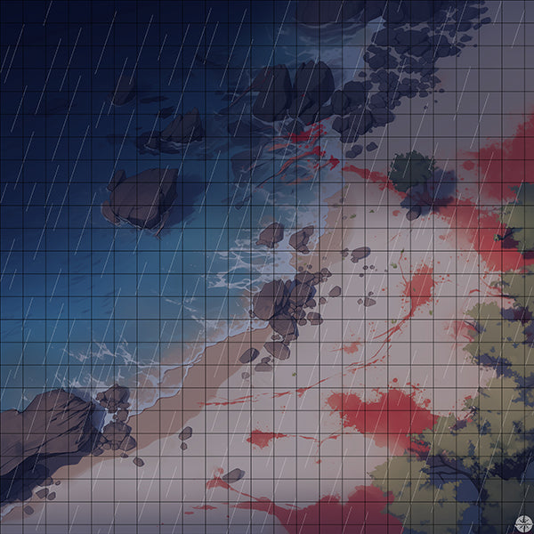 Bloodstained Beach Battlemap Night Rain