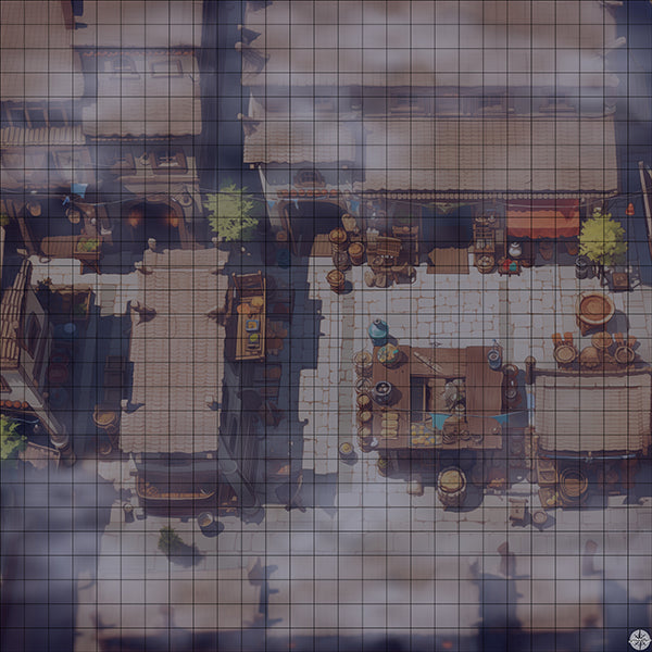 Central Market Square Battlemap Night Mist