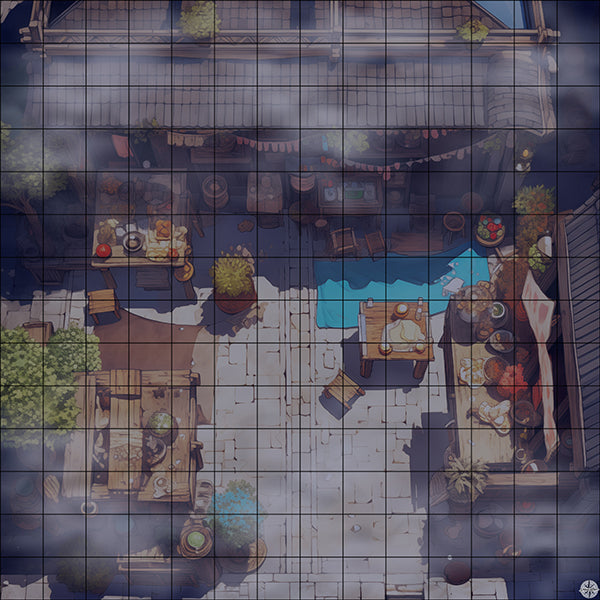 Festival Marketplace Battlemap Night Mist