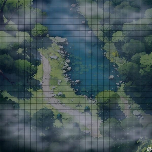 Forest Lake Scenic Overlook Battlemap Night Mist