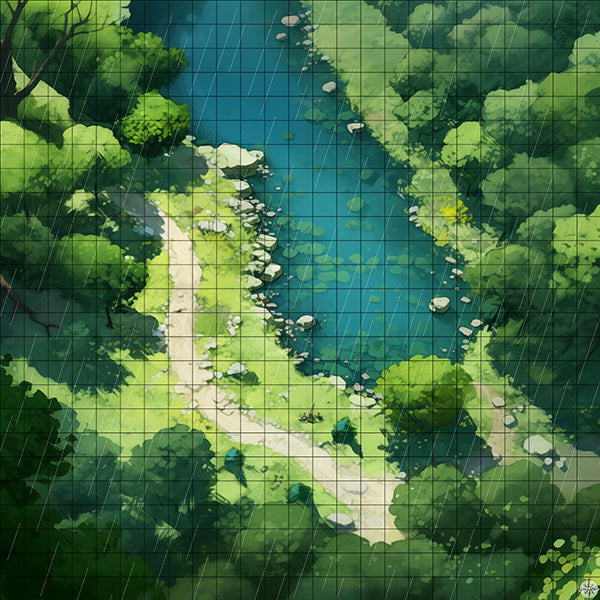 Forest Lake Scenic Overlook Battlemap Rain