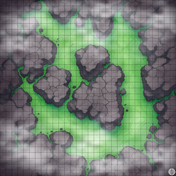 Acid Lava Lake with Islands with mist