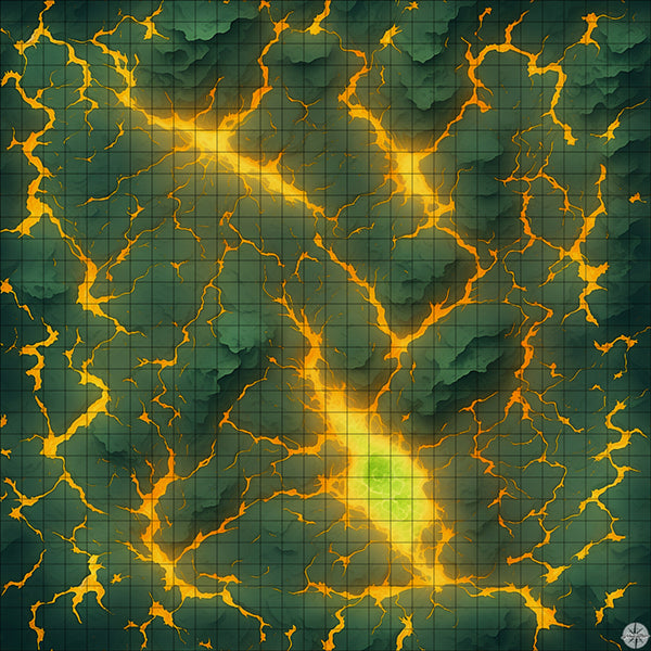 scorched black earth with flaming lava battle map
