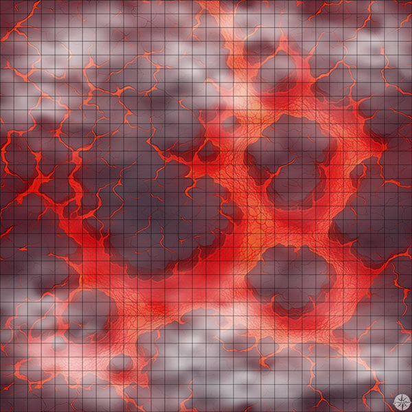 two islands in a lava river battle map with Mist