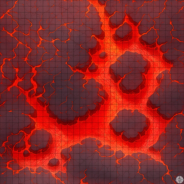 two islands in a lava river battle map