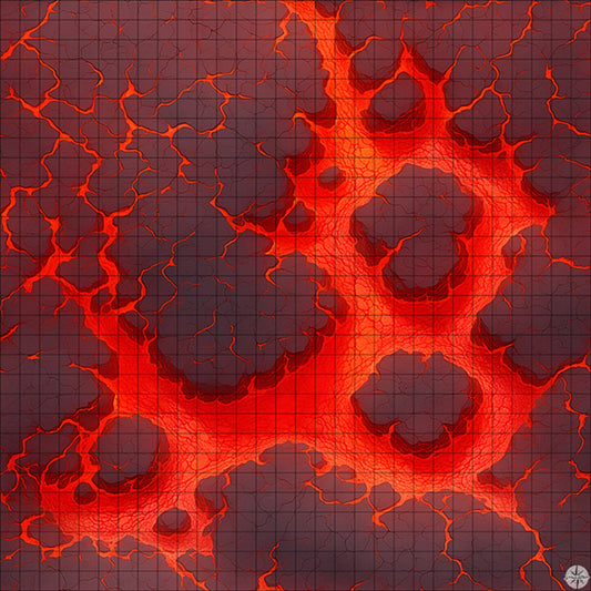 two islands in a lava river battle map