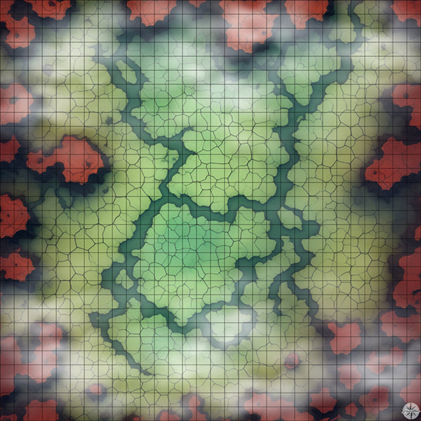 Cracked Desert with Small Blue River map with mist