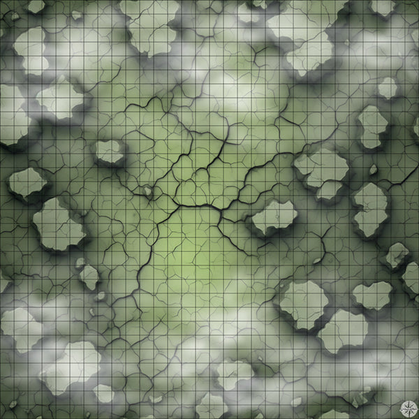 green cracked desert arena battle map with Mist