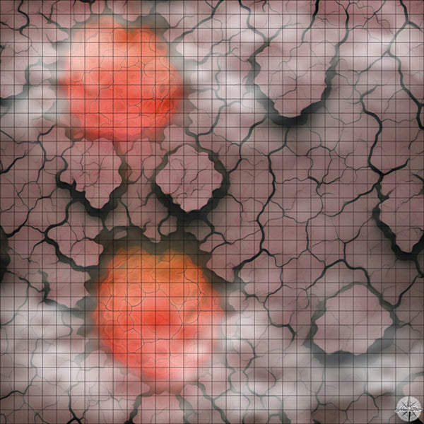 Cracked Earth with Red Lava Pools map with mist