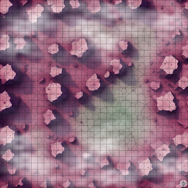Cracked Rocky Purple Desert Clearing map with mist