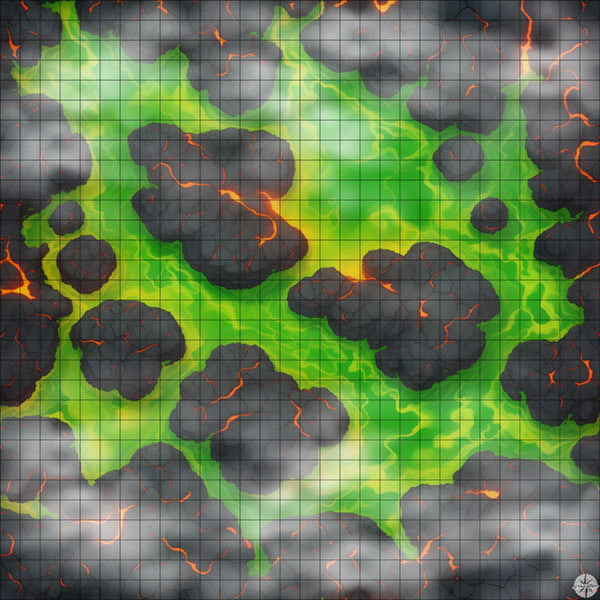 Acid Green Lava with Islands map with mist