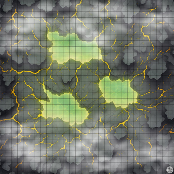 grey cracked hellscape with yellow lava battle map with Mist