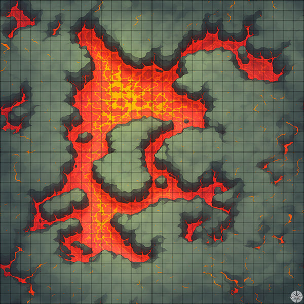 red lave lake with islands battle map