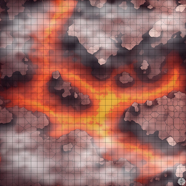 red lava river with crossroad battle map with Mist