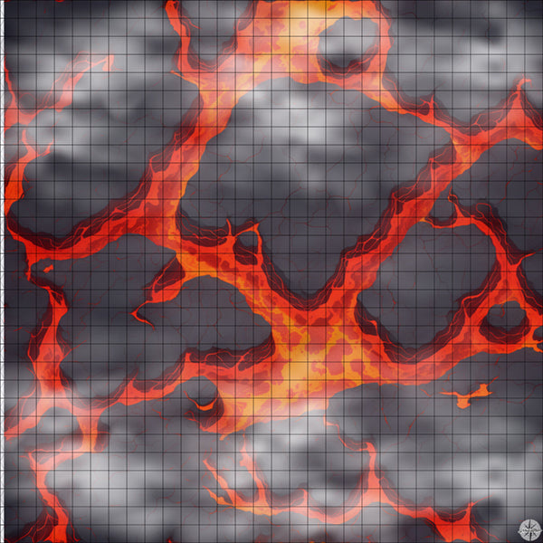 red lava with islands battle map with Mist