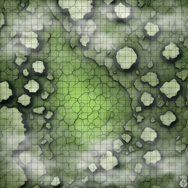 Cracked Green Desert with Cliffs map with mist