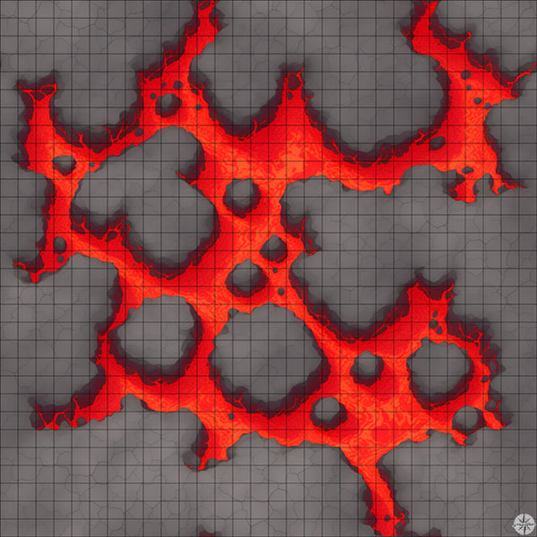 grey islands with red lava battle map