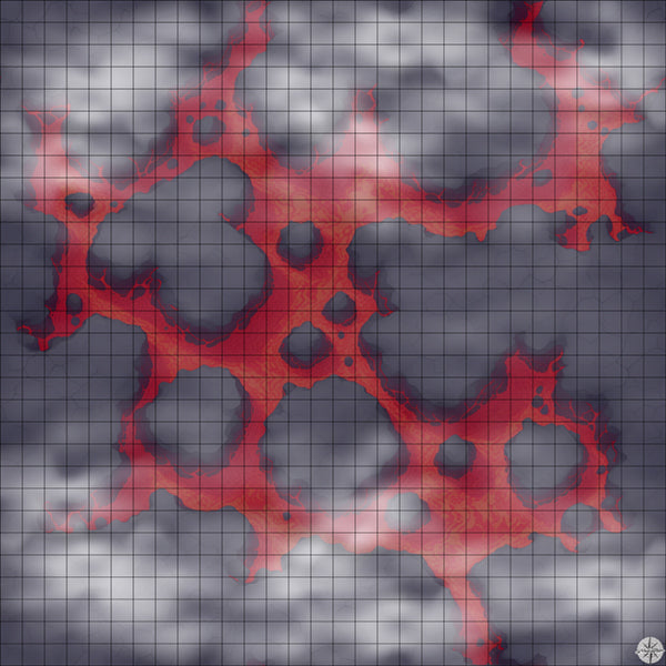 grey islands with red lava battle map Night time with Mist