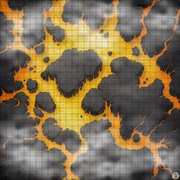 yellow lava pool with islands battle map with Mist