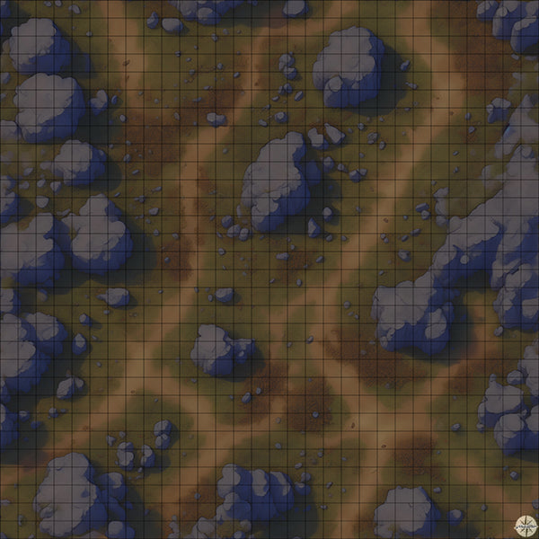 Autumn Hillside Rocky Clearing map night time
