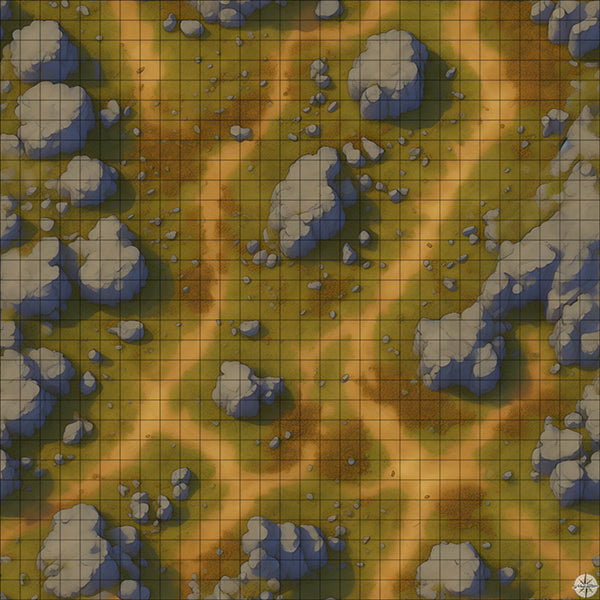 Autumn Hillside Rocky Clearing Battlemap - TTRPG Map For D&D and