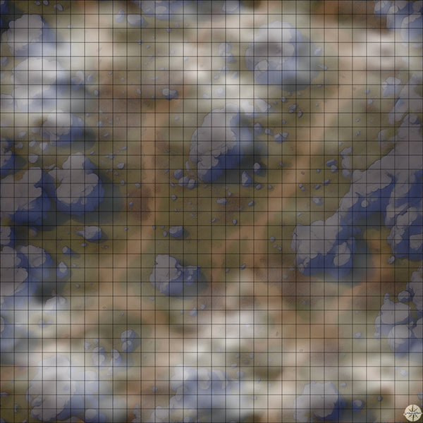 Autumn Hillside Rocky Clearing map night time with mist