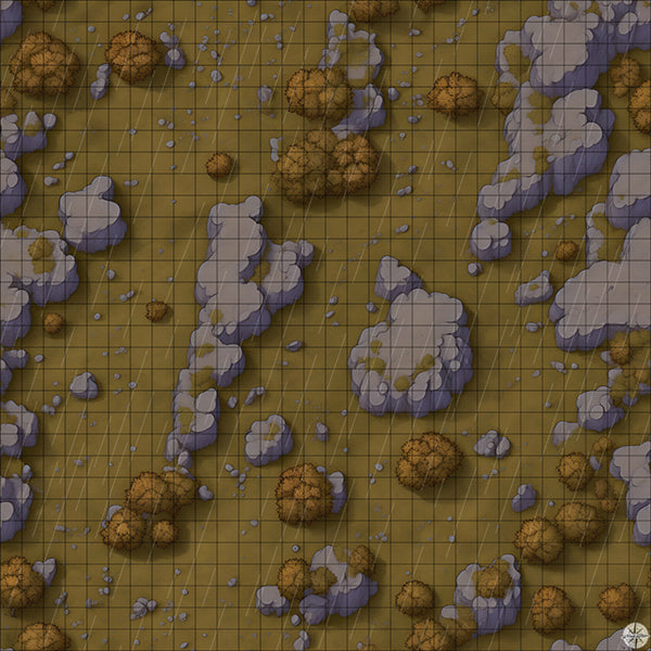 Autumn Hillside with Cliffs map with rain