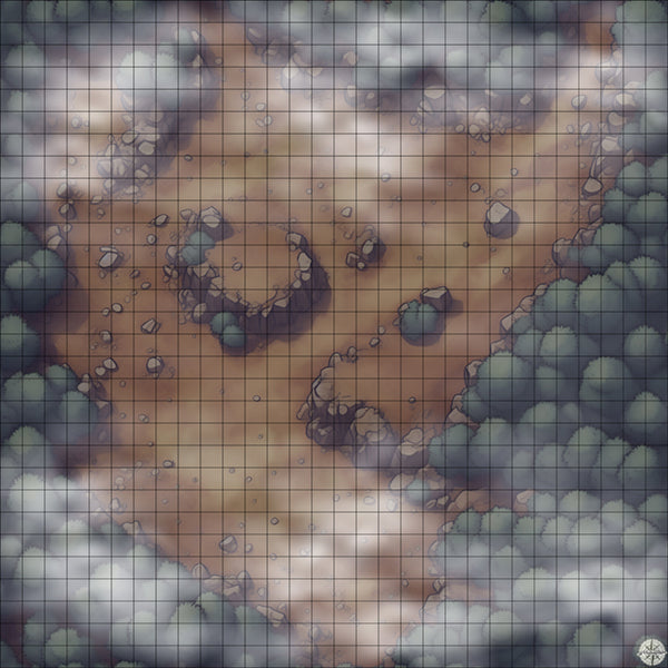 Forest Rocky Clearing map night time with mist