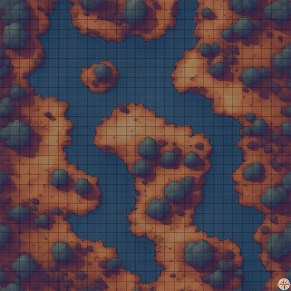 Forest with Double River Crossing map night time
