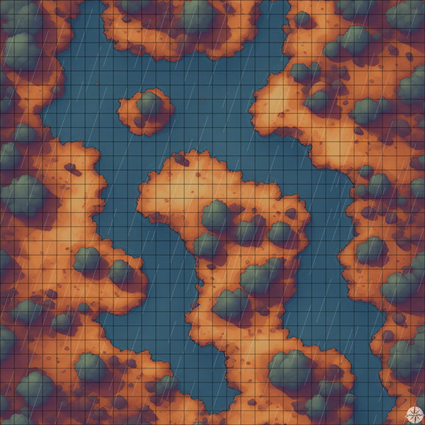 Forest with Double River Crossing map with rain