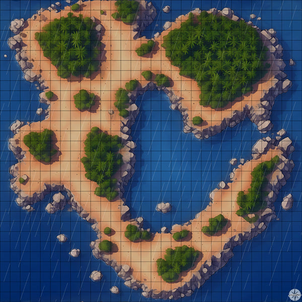 Desert Island Jungle Cove map with rain