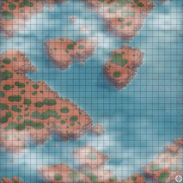 Dual Desert Islands map night time with mist