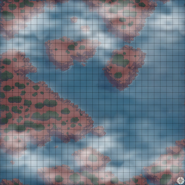 Dual Desert Islands map night time with mist