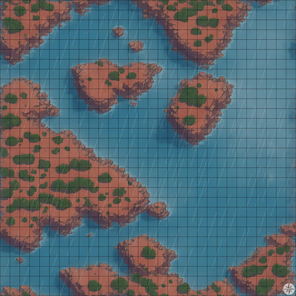 Dual Desert Islands map with rain