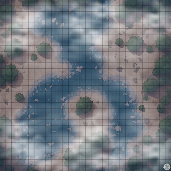 Forest River Crossing map night time with mist