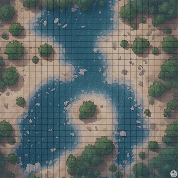 Forest River Crossing map with rain