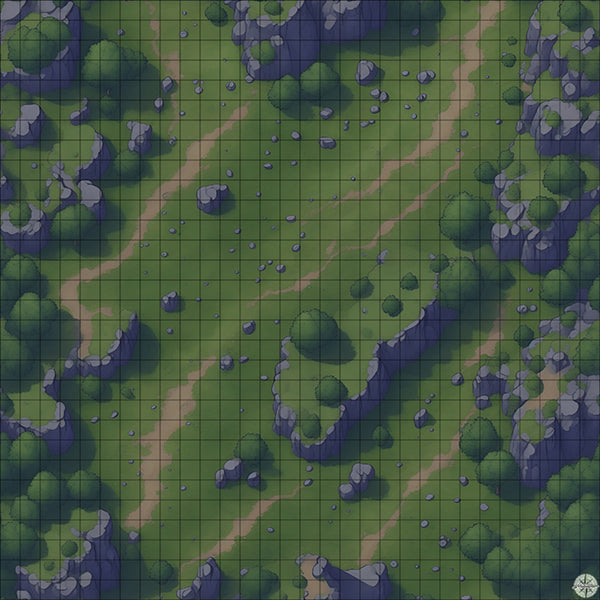 Grassy Cliffside Clearing map night time