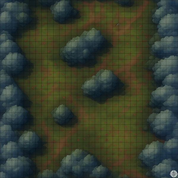 Grassy Tree-Lined Clearing map night time