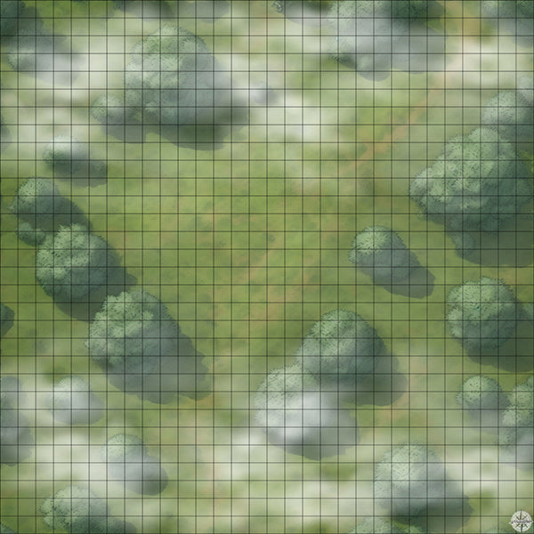 Grassy Hillside Clearing map with mist