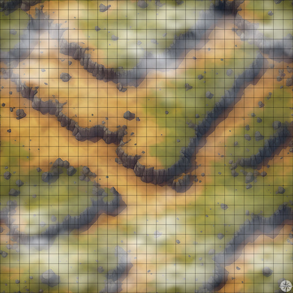muddy rocky hillside battle map with Mist
