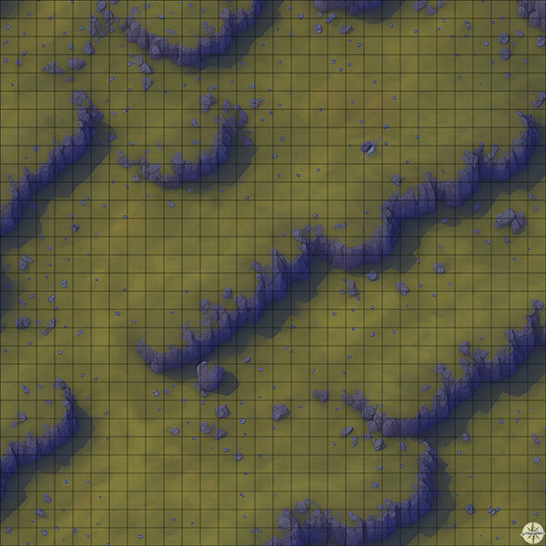 rocky hillside battle map at Night time