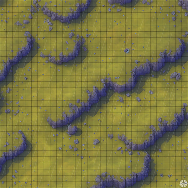 rocky hillside battle map with Rain