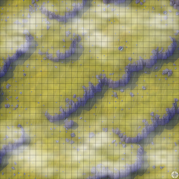 rocky hillside battle map with Mist and Rain