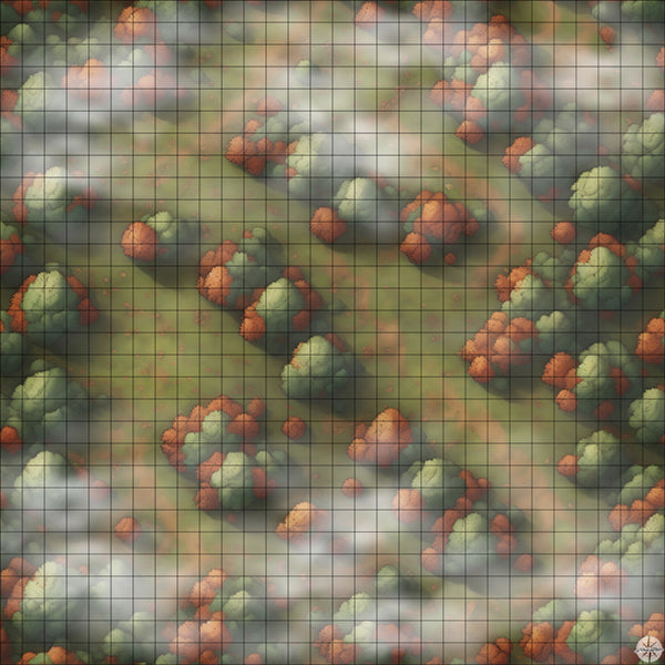large autumn woodland battle map with Mist