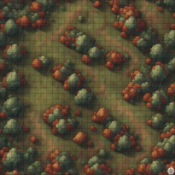 large autumn woodland battle map with Rain