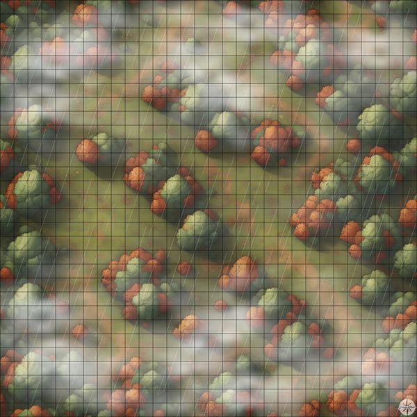 large autumn woodland battle map with Mist and Rain