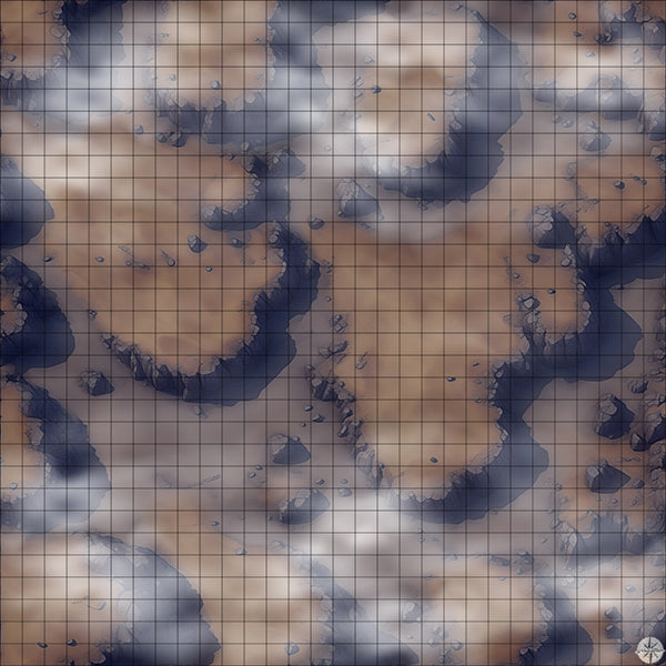 Desert Cliffs map night time with mist