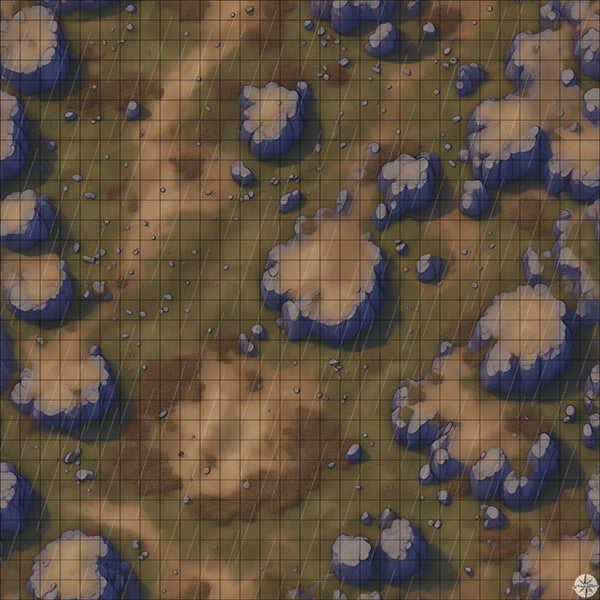 muddy mountainside clearing battle map with Rain