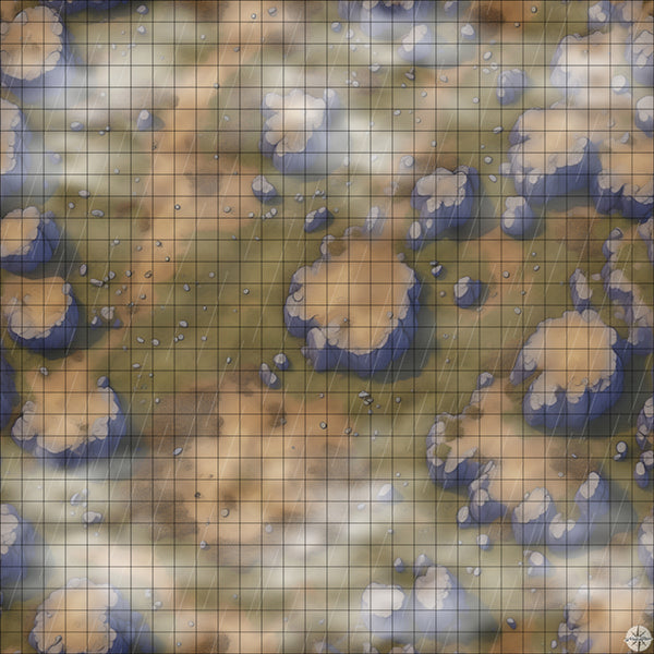 muddy mountainside clearing battle map with Mist and Rain
