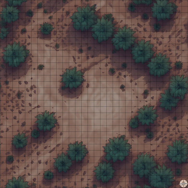 Desert Clearing with Palm Trees map night time